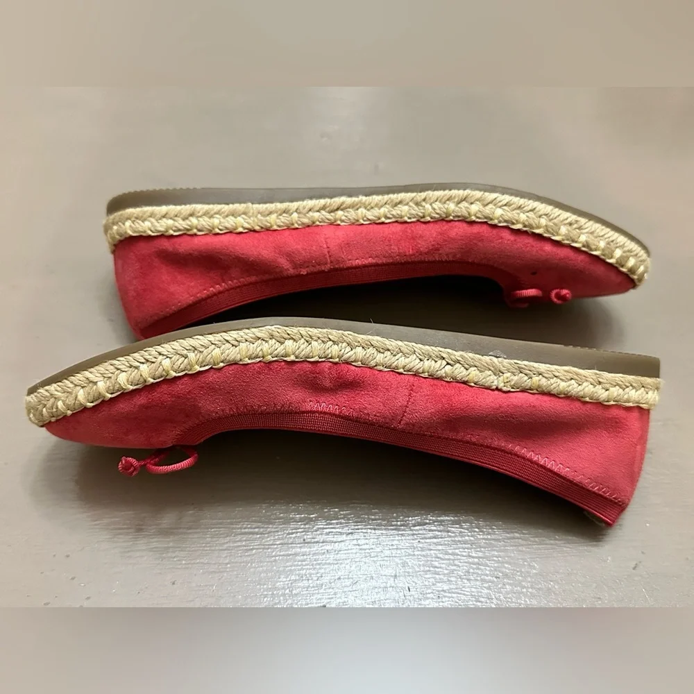 Kelly & Katie Red Faux Suede Espadrille Ballet Flats Bow Accent Size 6